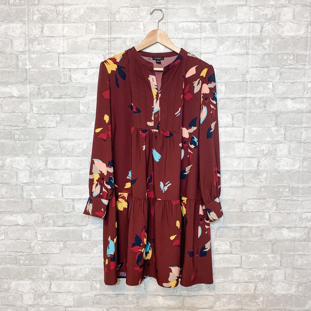 Halogen Pintuck Detail Long Sleeve Shift Dress